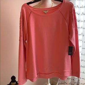 NWT Crown & Ivy Pink Sparkle Sleeves Sweatshirt 🎀